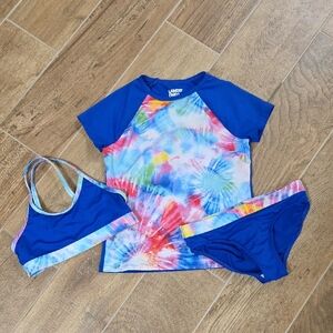 Lands' End Kids' Tie-Dye Swim Set - Blue and Multicolor